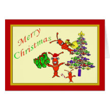 Cute Crawfish Lobster FLeur de Lis Tree Xmas Cards