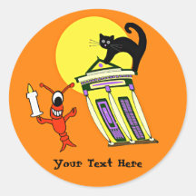 Cute Crawfish Lobster Monster Halloween Round Sticker