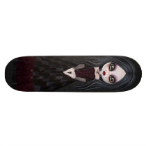 Cute & Creepy Little Goth Girl Black Skateboard