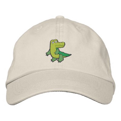 Cute Croc Alligator small Embroidered Hats by doonidesigns