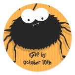 Cute Cuddly Spider Halloween RSVP Envelope Seals Round Stickers