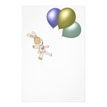 Cute Cuddly Toy and Balloons Art Customized Stationery