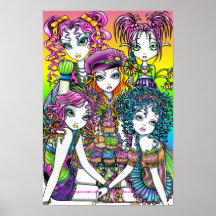 Cute Cup Cake Rainbow Fairies Party Poster