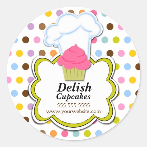 Cute Cupcake & Baker's Hat Bakery Stickers