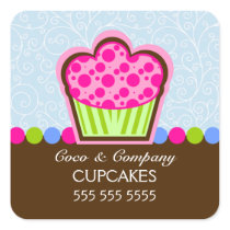 Cute Cupcake Bakery Blue Stickers