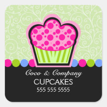 Cute Cupcake Bakery Green Stickers