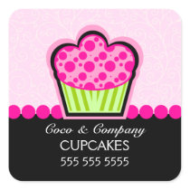 Cute Cupcake Bakery Pink Stickers