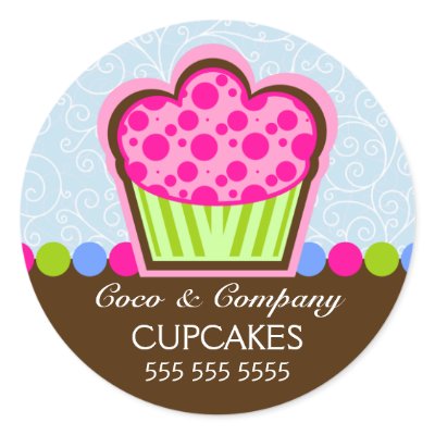 Cute Cupcake Bakery Stickers by SocialiteDesigns