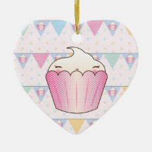 Cute Cupcake Bunting Pattern Christmas Ornament