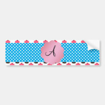 Cute cupcake monogram bumper stickers