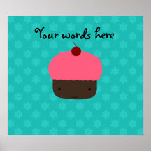 Cute cupcake turquoise snowflakes print