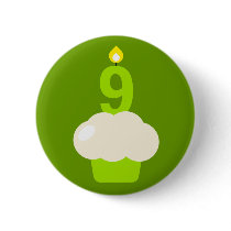 Cute Cupcake with Birthday Candle Pinback Button