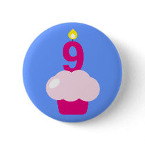 Cute Cupcake with Birthday Candle Pinback Button