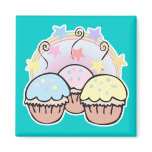 cute cupcakes and stars refrigerator magnets