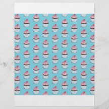 Cute Cupcakes on Blue Background Custom Flyer