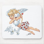Cute Cupid Angel with Love Arrow by Al Rio mousepads