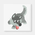 Cute Curious Cartoon Wolf  Magnet aimants