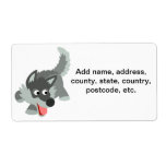 Cute Curious Cartoon Wolf Shipping Label étiquettes