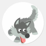 Cute Curious Cartoon Wolf  Sticker autocollants