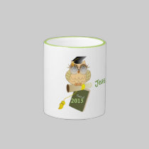 Cute custom Graduation cartoon Owl & Name mug mugs