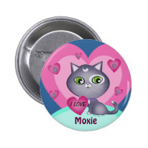 Cute Custom Valentine's Day Cat Love Button