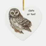 Cute Custom Watercolor Owl, Bird, Garden, Nature Christmas Ornament