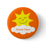Cute Customizable Happy Sun Orange Name Tag