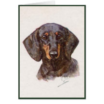 Cute Dachshund Greeting Card In Vintage Style