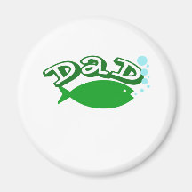 Cute, "Dad" with Fish Refrigerator Magnet