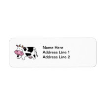Cute Dairy Cow Custom Return Address Label