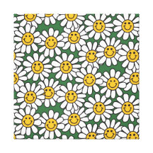 Cute Daisy Flower Pattern Canvas Print