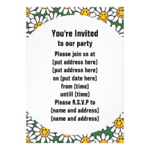 Cute Daisy Flower Pattern Personalized Invites