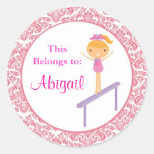 Cute Damask Gymnastics Back to School Stikcer Sticker