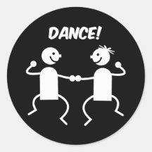Cute dance round stickers