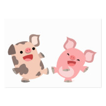 Cute Dancing Cartoon Pigs ACEO/Business Card