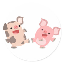 Cute Dancing Cartoon Pigs Sticker