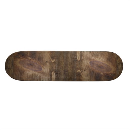 Cute Dark Brown Rustic Knotty Wood Look Background Custom Skate Board