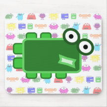 Cute Dark Green Cartoon Monster Mousepads