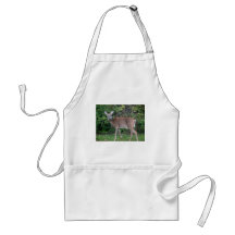 Cute Deer Looking Behind In Front Of Green Plants Apron