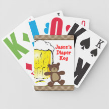 Cute Diaper Keg Teddy Bear Beer Playing Cards