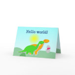 Cute Dino Pair & Baby Egg Hello World Birth Card