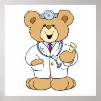 Cute Doctor Teddy Bear Print