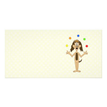 Cute Dog Cartoon. Juggler. Custom Photo Card