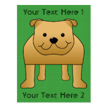 Cute Dog Cartoon. Red Bulldog. Post Cards