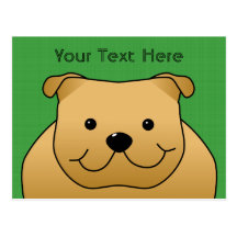 Cute Dog Cartoon. Red Bulldog. Post Cards