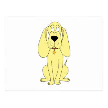 Cute Dog Cartoon. Yellow Hound. Post Card