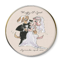 Cute Dog Cartoons Wedding Save the Date Magnets