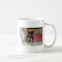 cute dog on couch mug