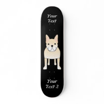 Cute Dog. Pale Cream French Bulldog. Skate Board
