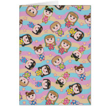 Cute Dolls Vector Pattern Greeting Card